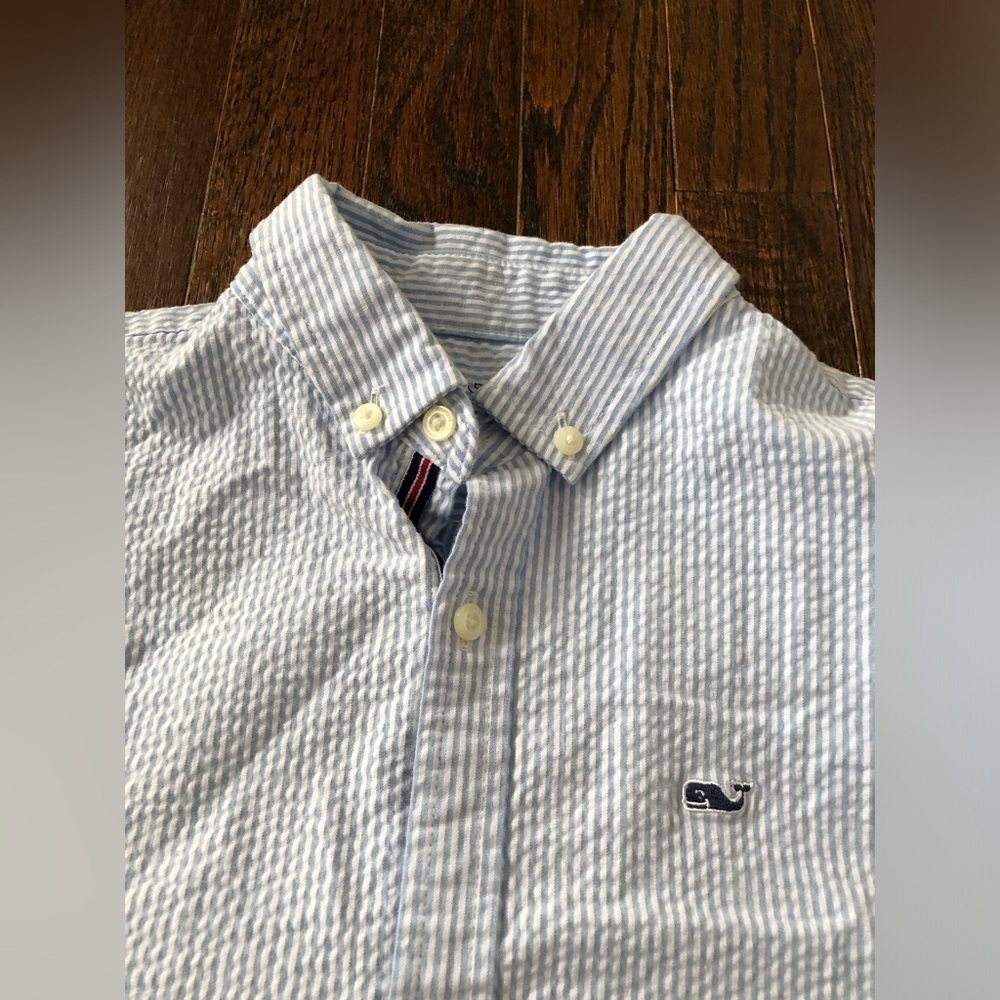 Vineyard Vines Boys S (8-10) Pastel Blue/White Striped Button-Down - EUC! - Picture 3 of 10